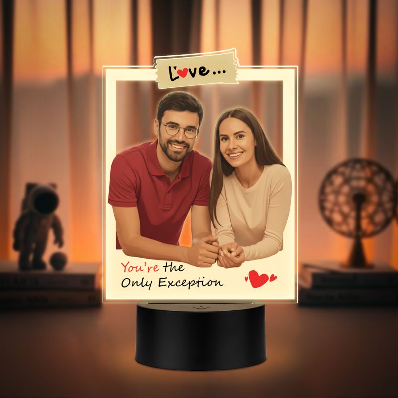Personalized Photo LED Night Lamp with Love Quote Warm White Light with Black Base Valentines Day Gift for Husband Wife, Girlfriend Boyfriend